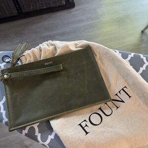 Fount Olive Green Leather Clutch